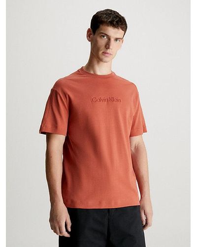 Calvin Klein T-shirt Met Verlaagd Logo - Rood