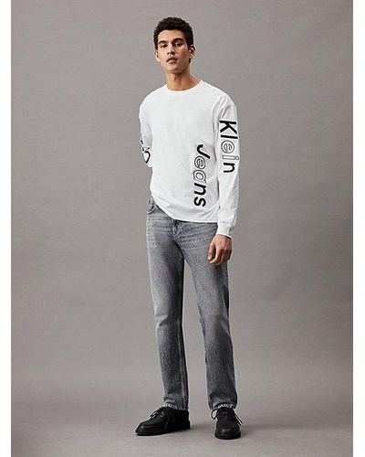Calvin Klein T-shirt Met Lange Mouwen En Grafisch Logo - Grijs