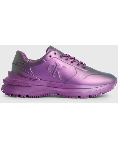 Calvin Klein Leather Chunky Trainers - Purple