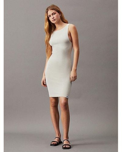 Calvin Klein Vestido slim de espalda abierta de punto - Blanco