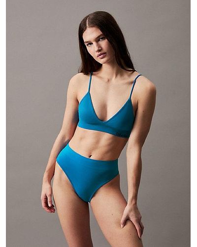 Calvin Klein Parte de arriba de bikini de triángulo - CK Meta Essentials - Azul