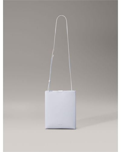 Calvin Klein Lined Leather Crossbody Bag - White