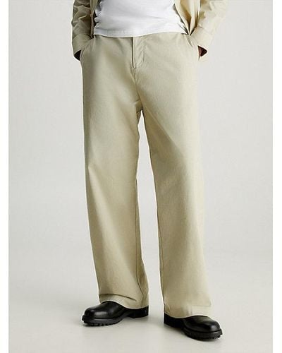 Calvin Klein Pantalones relaxed de sarga de algodón - Neutro