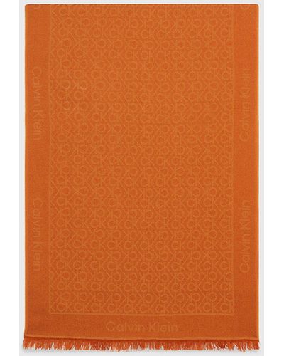 Calvin Klein Écharpe en laine et jacquard avec logo - Orange