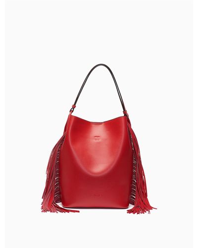 Calvin Klein Fringe Gemmy Bucket - Red