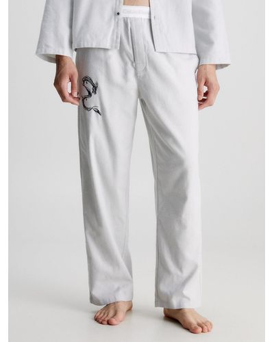 Calvin Klein Pantalon de pyjama en flanelle de coton - Blanc