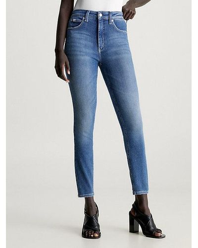 Calvin Klein High Rise Super Skinny Enkellange Jeans - Blauw