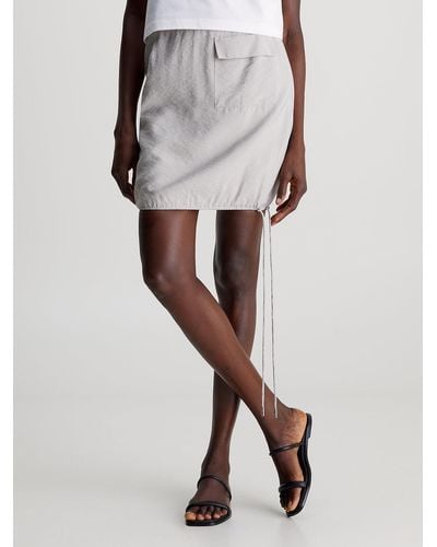 Calvin Klein Straight Viscose Blend Mini Skirt - Grey