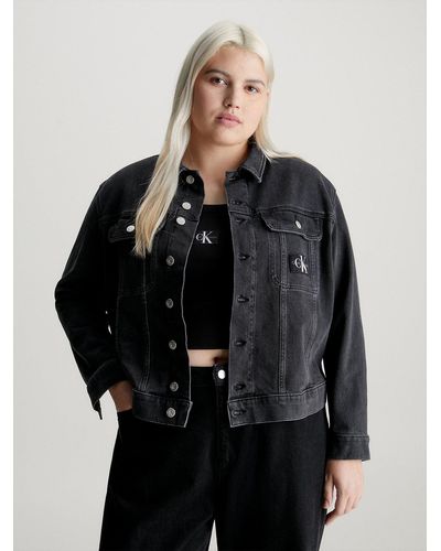 Calvin Klein Veste grande taille en jean - Noir