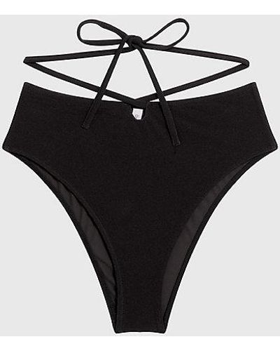 Calvin Klein Partes de abajo de bikini de tiro alto - CK Texture - Negro
