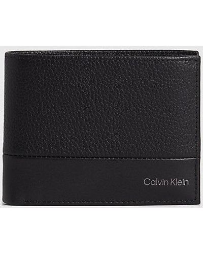 Calvin Klein Leather Trifold Wallet - - Black - Men - One Size - Schwarz