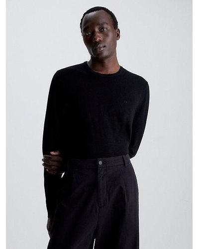 Calvin Klein Merino Wool Jumper - - Black - Men - S - Negro