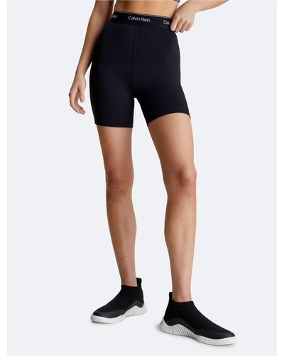 Calvin Klein Modern Sport Solid High Waist Tonal Bike Shorts - Black