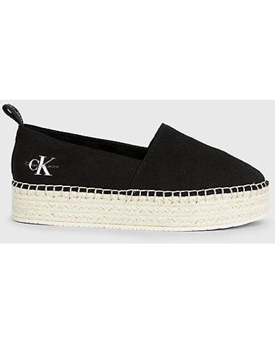 Calvin Klein Zapatillas tipo alpargatas de lona con plataforma - Negro