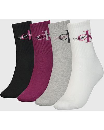 Calvin Klein 4 Pack Crew Socks Gift Set - Purple