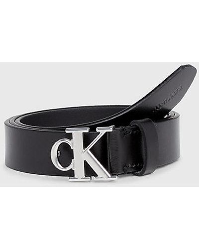 Calvin Klein Cinturón de piel con logo - Blanco
