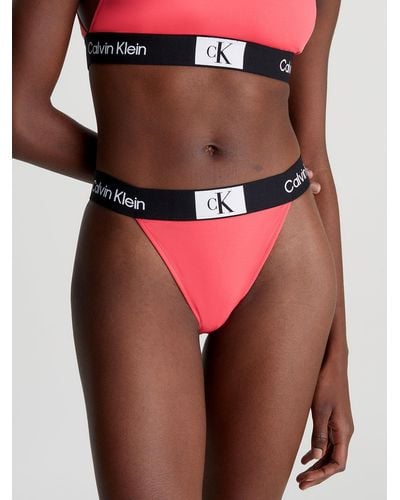 Calvin Klein High Waisted Bikini Bottoms - Ck96 - Red