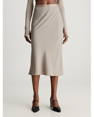 Calvin Klein Falda midi de crepé slim - Neutro