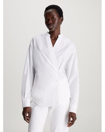 Calvin Klein Chemise portefeuille en coton - Blanc