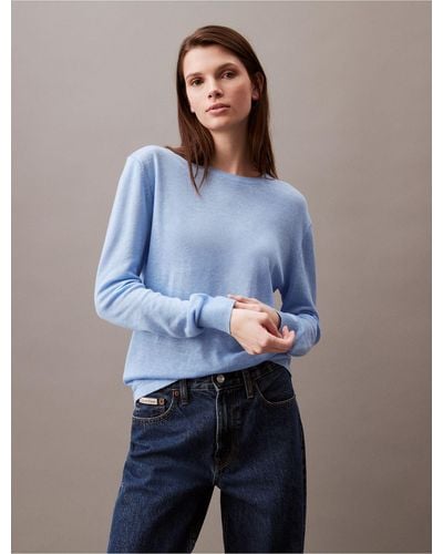 Calvin Klein Linen Blend Sweater - Blue