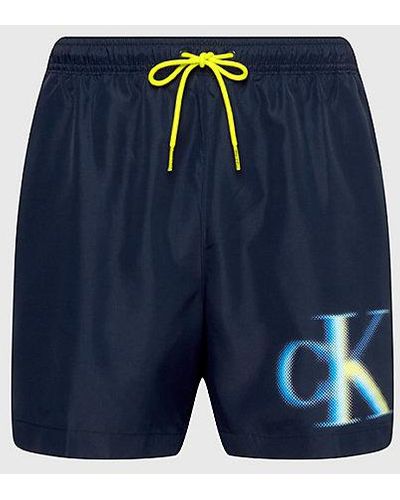 Calvin Klein Medium Zwemshort Met Trekkoord - Ck Monogram - Blauw
