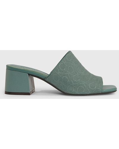 Calvin Klein Logo Jacquard Heeled Sandals - Green