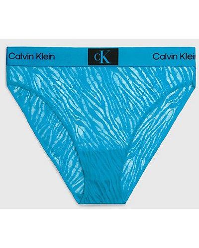 Calvin Klein Kanten Slip Met Hoge Taille - Ck96 - Blauw
