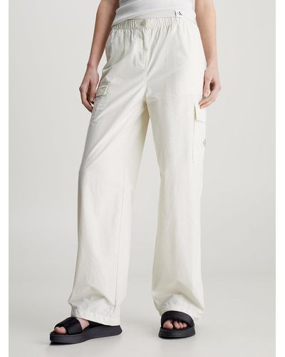 Calvin Klein Pantalon cargo droit en coton - Blanc