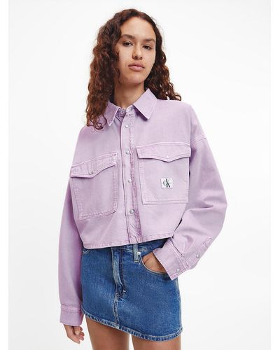 Calvin Klein Chemise courte oversize en jean - Violet