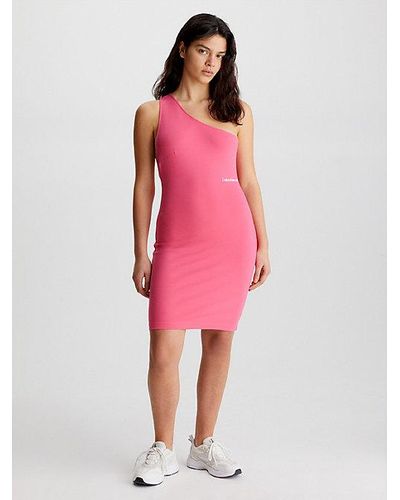 Calvin Klein One Shoulder Kleid aus Milano-Jersey - Pink