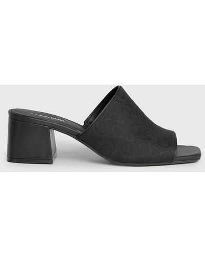 Calvin Klein Logo Jacquard Heeled Sandals - Black