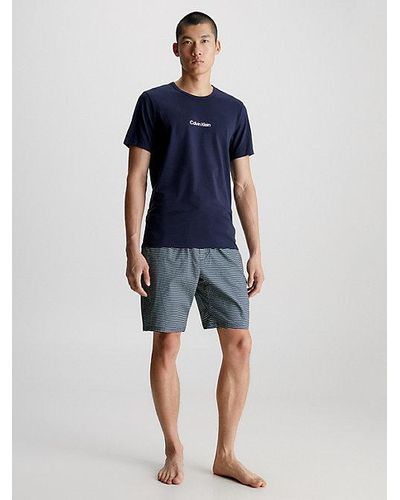 Calvin Klein Pyjamaset Met Short - Modern Structure - Blauw