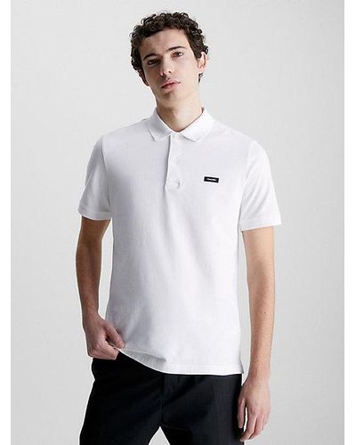 Calvin Klein Polo slim de piqué elástico - Blanco