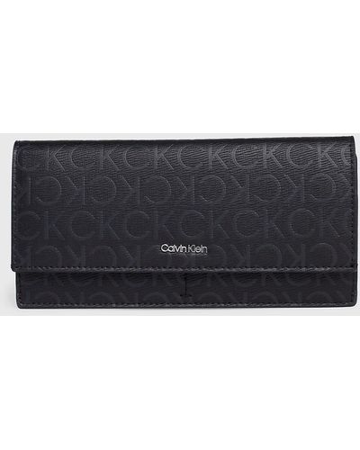 Calvin Klein Grand portefeuille 3 volets anti-RFID avec logo - Gris