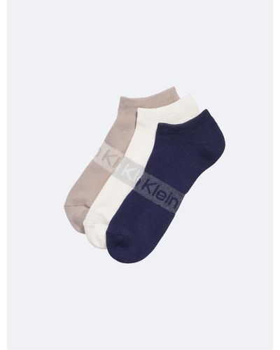 Calvin Klein Organic Cotton Blend 3-pack No Show Socks - Blue