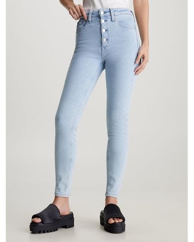 Calvin Klein Jean Super Skinny High Rise Longueur Cheville - Bleu