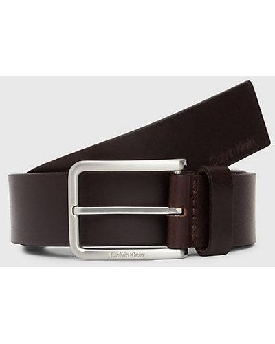 Calvin Klein Leather Belt - - Brown - Men - 85 cm - Marrón