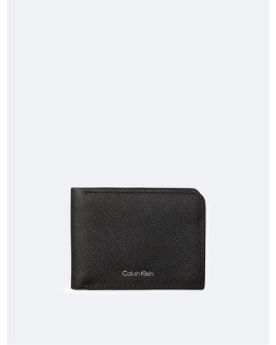 Calvin Klein Saffiano Leather Slim Bifold Wallet - Black