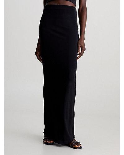 Calvin Klein Falda larga recta de rayón - Negro
