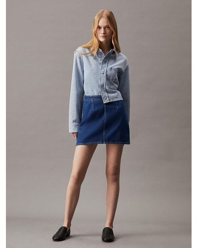 Calvin Klein Boxy Denim Shirt Jacket - Blue