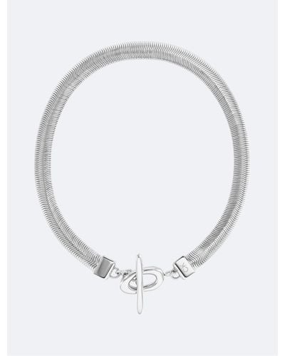 Calvin Klein Bold Snake Chain Necklace - White