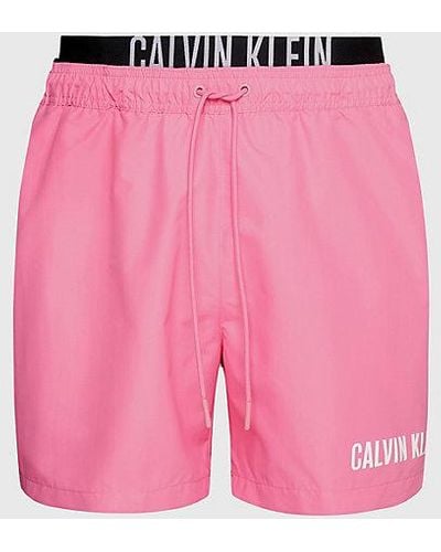 Calvin Klein Bañador corto con cinturilla doble - Intense Power - Rosa