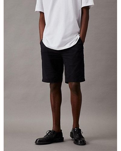 Calvin Klein Shorts chinos slim de sarga elástica - Negro