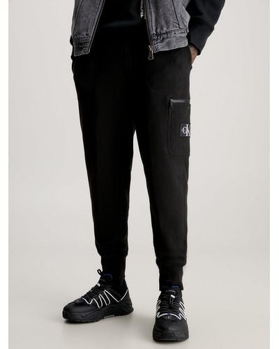 Calvin Klein Pantalon de jogging avec insigne en coton gaufré - Noir