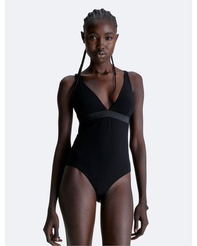 Calvin Klein Core Tonal One Piece Swimsuit - Black