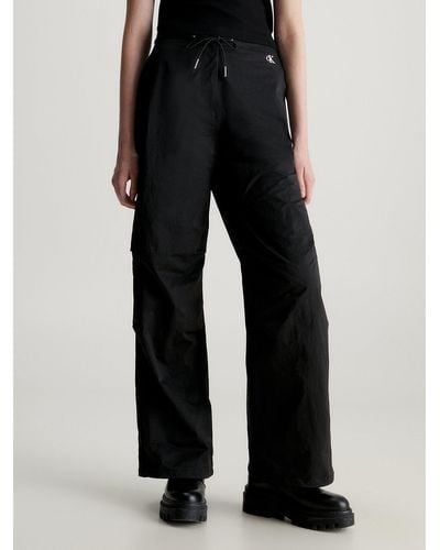 Calvin Klein Soft Nylon Parachute Trousers - Black