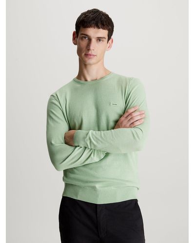 Calvin Klein Pull en soie et coton - Vert