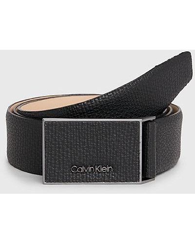 Calvin Klein Recycled Faux Leather Belt - - Black - Men - 85 Cm - Zwart