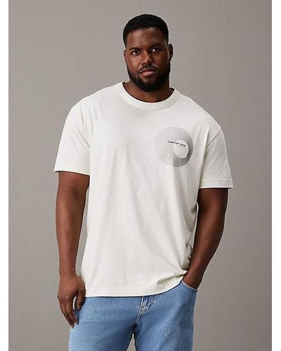 Calvin Klein Grote Maat T-shirt Met Grafisch Logo - Wit