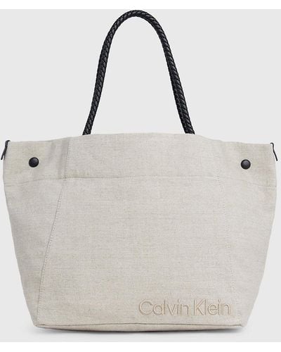 Calvin Klein Grand sac cabas en lin - Gris
